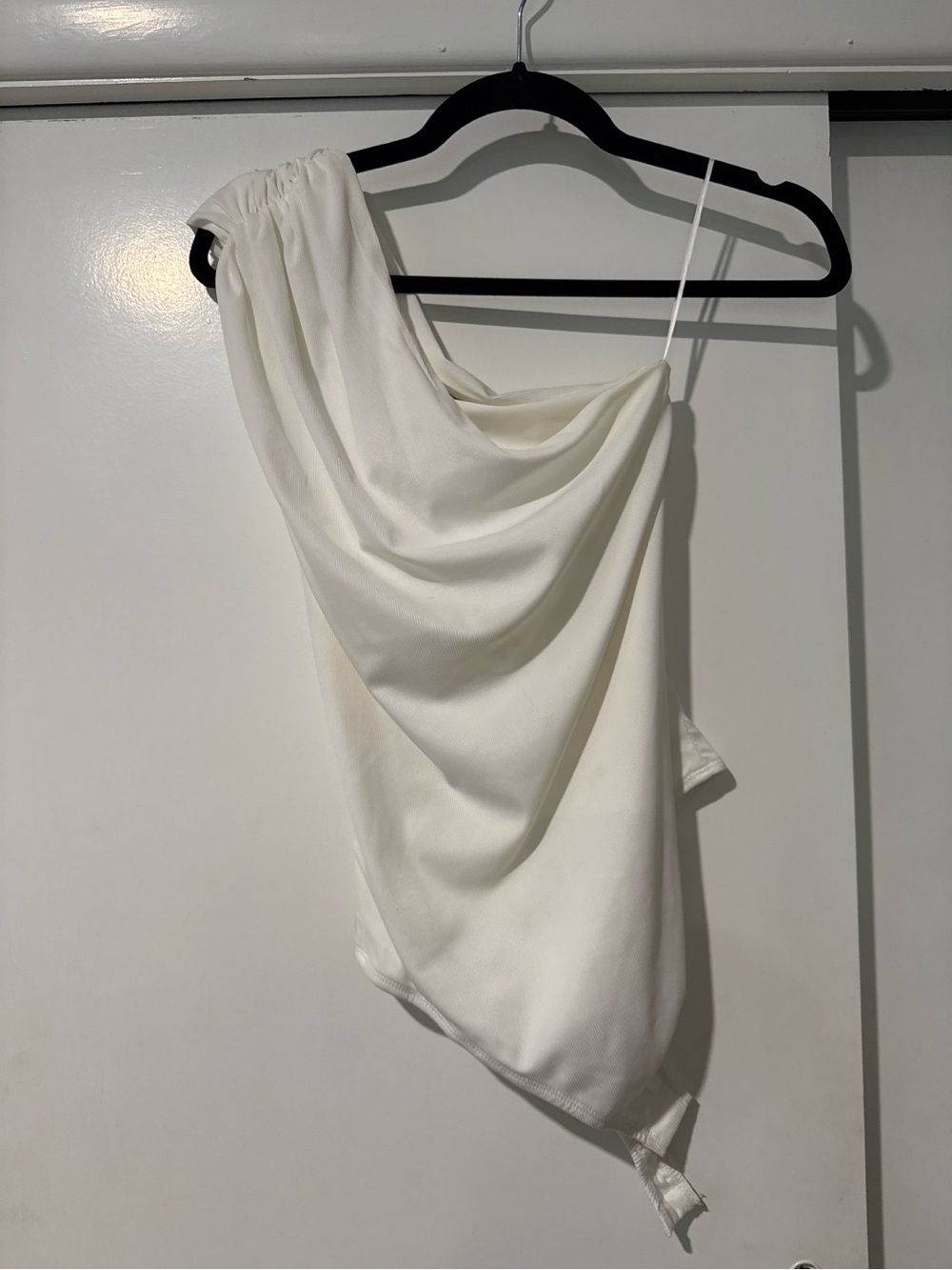 White One-Shoulder Draped Women's Dress